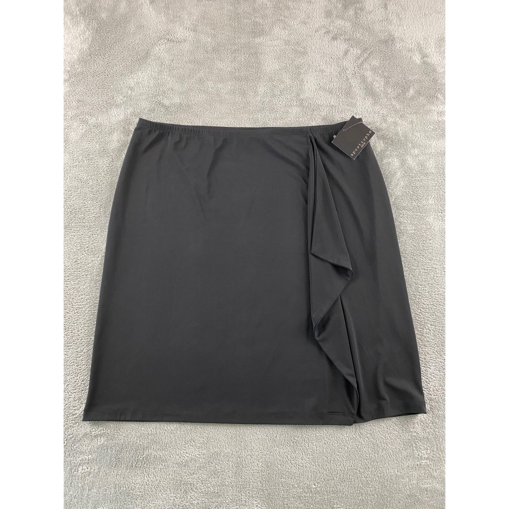 Apostrophe Petite Black Faux Wrap Ruffle Skirt LP New With Tags Business Casual
